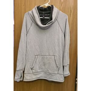 Woman's Gray Cowl Neck Sweatshirt Thumb Holes Kangaroo pocket M Reebok